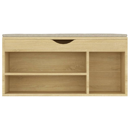 Shoe Bench with Cushion Sonoma Oak 40.9"x11.8"x19.3" Engineered Wood