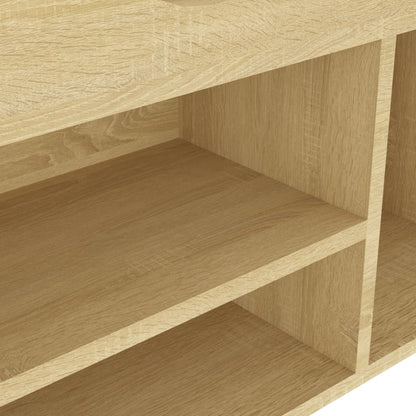 Shoe Bench with Cushion Sonoma Oak 40.9"x11.8"x19.3" Engineered Wood