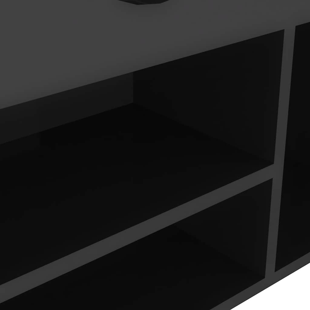 Shoe Bench with Cushion High Gloss Black 40.9"x11.8"x19.3" Engineered Wood