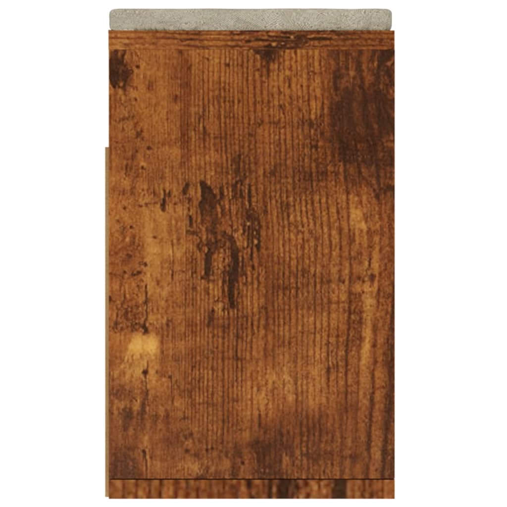 Shoe Bench with Cushion Smoked Oak 40.9"x11.8"x19.3" Engineered Wood