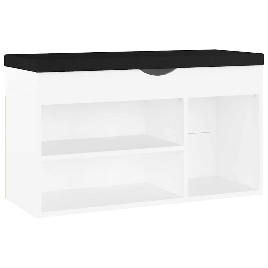 Shoe Bench with Cushion White 31.5"x11.8"x18.5" Engineered Wood