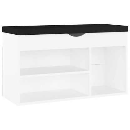 Shoe Bench with Cushion White 31.5"x11.8"x18.5" Engineered Wood