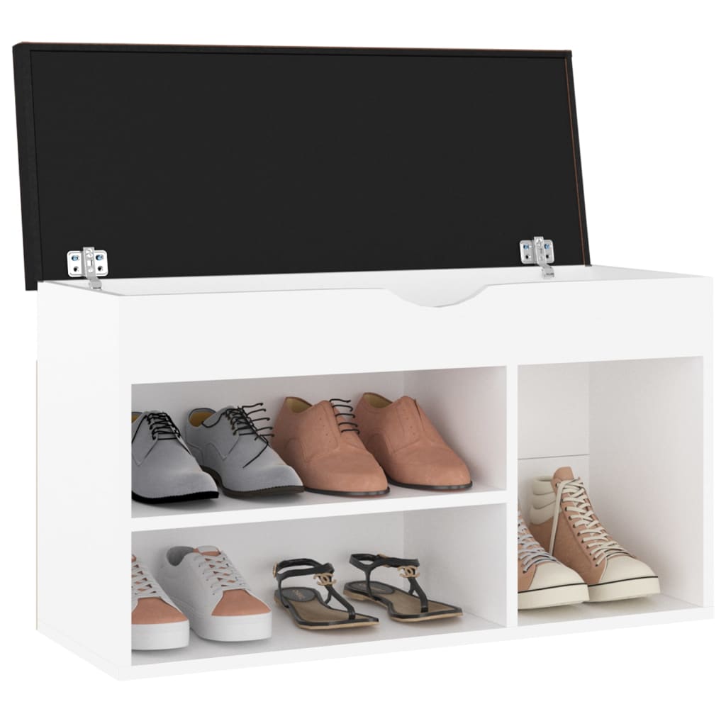 Shoe Bench with Cushion White 31.5"x11.8"x18.5" Engineered Wood