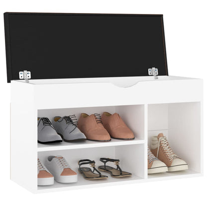 Shoe Bench with Cushion White 31.5"x11.8"x18.5" Engineered Wood