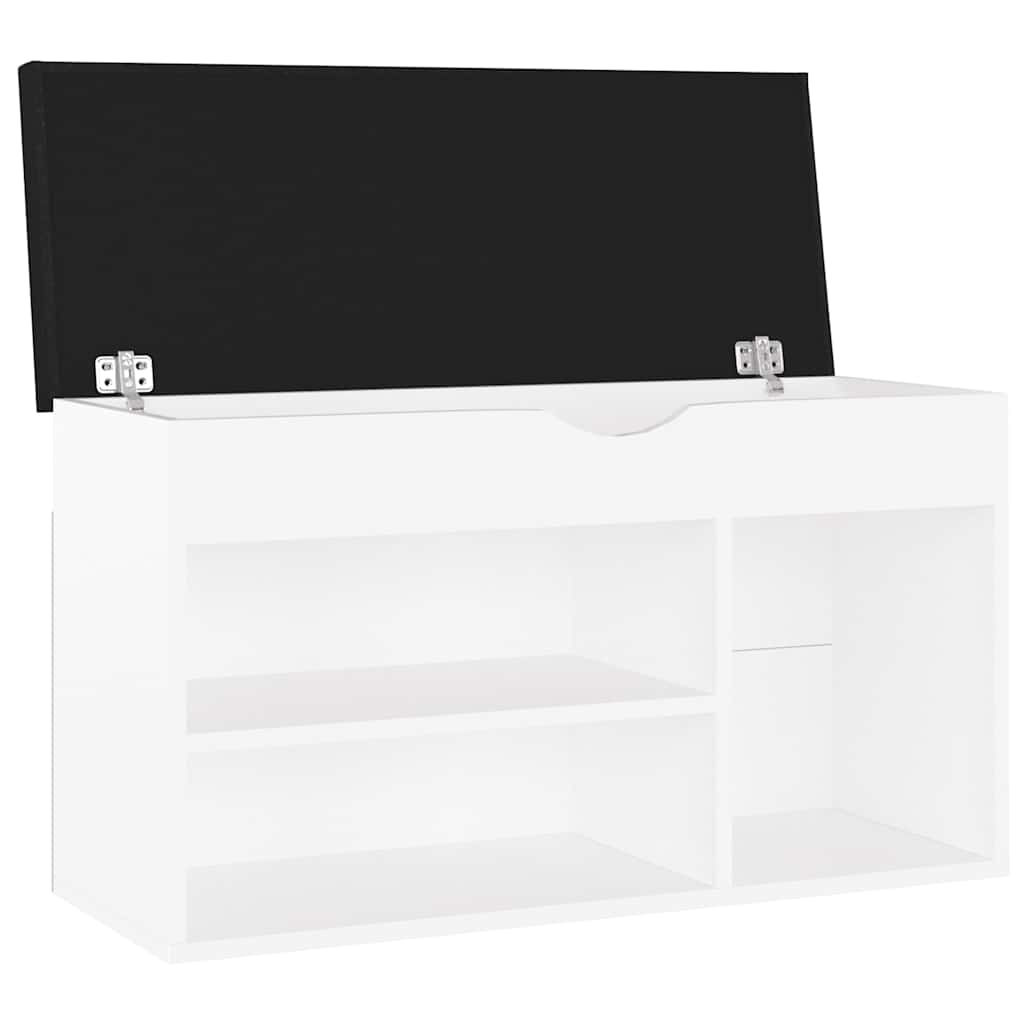 Shoe Bench with Cushion White 31.5"x11.8"x18.5" Engineered Wood