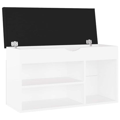 Shoe Bench with Cushion White 31.5"x11.8"x18.5" Engineered Wood