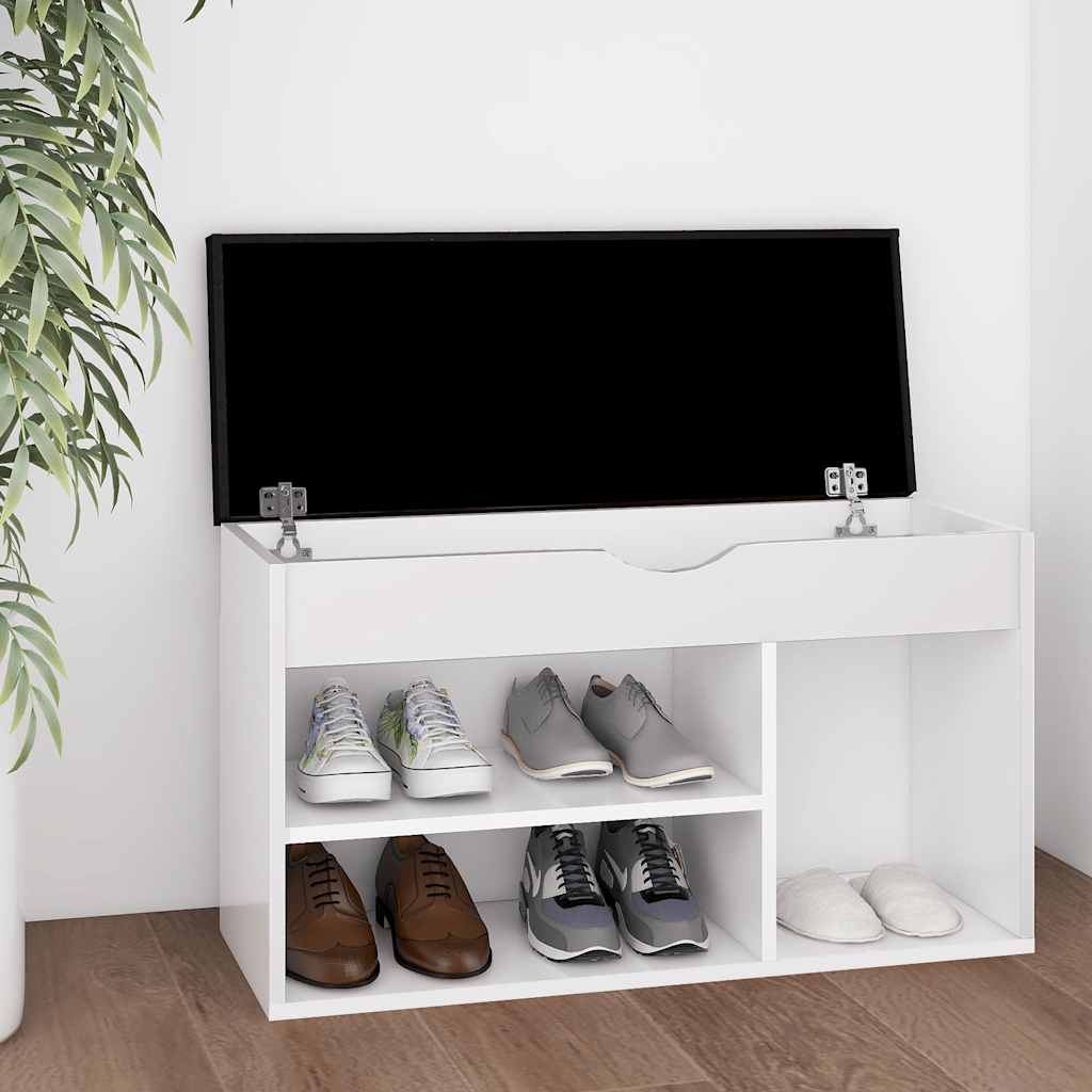 Shoe Bench with Cushion White 31.5"x11.8"x18.5" Engineered Wood