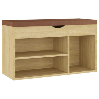 Shoe Bench with Cushion Sonoma Oak 31.5"x11.8"x18.5" Engineered Wood