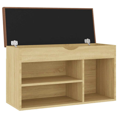 Shoe Bench with Cushion Sonoma Oak 31.5"x11.8"x18.5" Engineered Wood