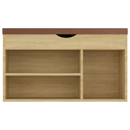 Shoe Bench with Cushion Sonoma Oak 31.5"x11.8"x18.5" Engineered Wood