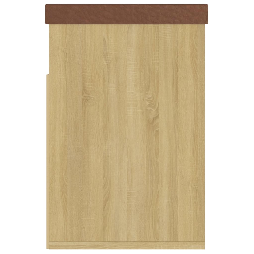 Shoe Bench with Cushion Sonoma Oak 31.5"x11.8"x18.5" Engineered Wood