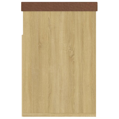 Shoe Bench with Cushion Sonoma Oak 31.5"x11.8"x18.5" Engineered Wood