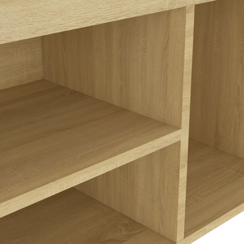 Shoe Bench with Cushion Sonoma Oak 31.5"x11.8"x18.5" Engineered Wood