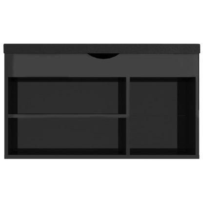 Shoe Bench with Cushion High Gloss Black 31.5"x11.8"x18.5" Engineered Wood