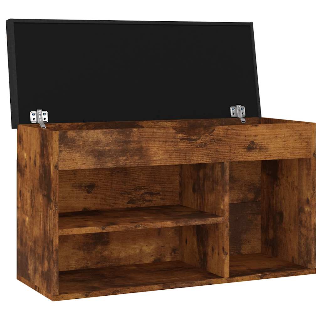 Shoe Bench with Cushion Smoked Oak 31.5"x11.8"x18.5" Engineered Wood