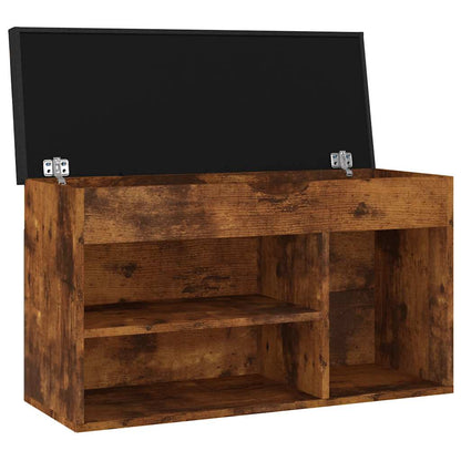 Shoe Bench with Cushion Smoked Oak 31.5"x11.8"x18.5" Engineered Wood