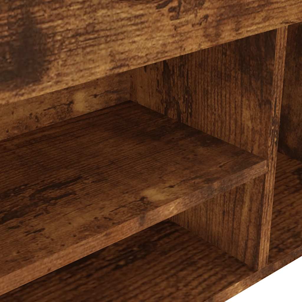Shoe Bench with Cushion Smoked Oak 31.5"x11.8"x18.5" Engineered Wood