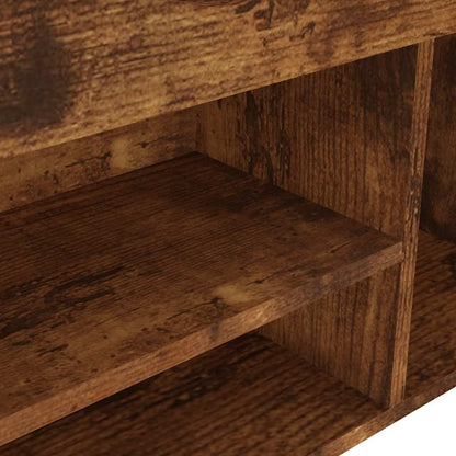 Shoe Bench with Cushion Smoked Oak 31.5"x11.8"x18.5" Engineered Wood
