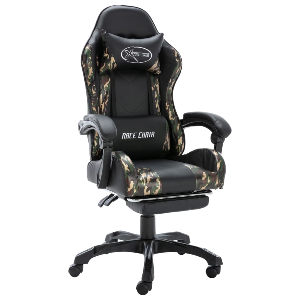 Racing Chair Black and Camouflage Faux Leather