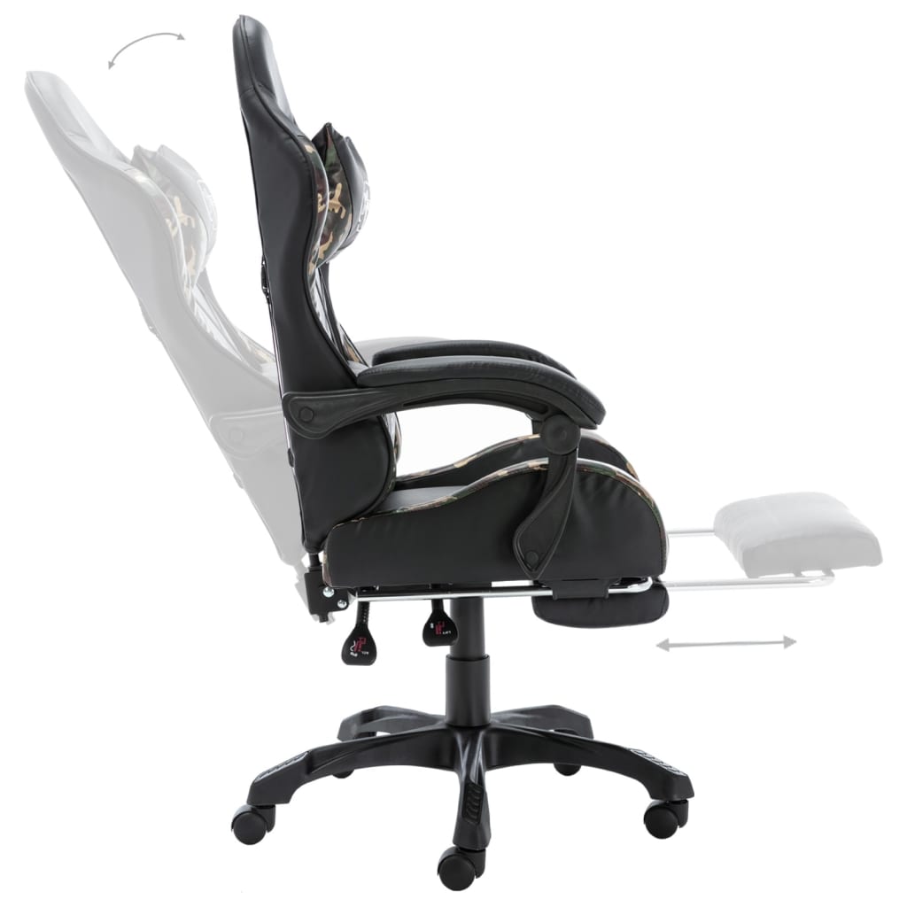 Racing Chair Black and Camouflage Faux Leather
