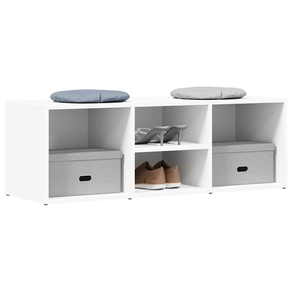 Shoe Storage Bench White 41.3x13.8x13.8" Engineered Wood