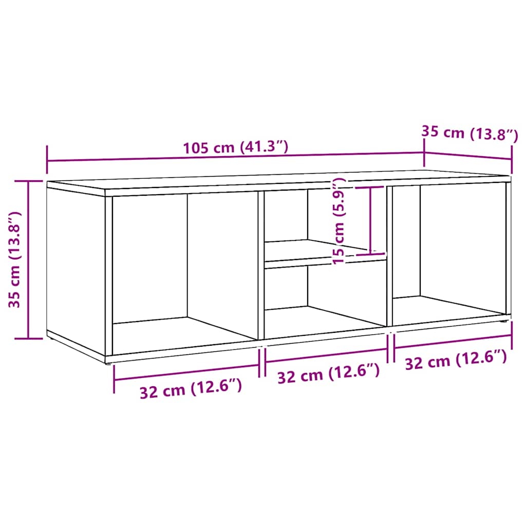 Shoe Storage Bench White 41.3x13.8x13.8" Engineered Wood