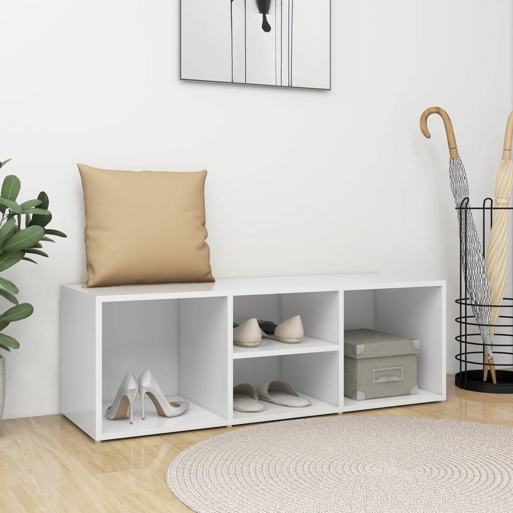 Shoe Storage Bench White 41.3x13.8x13.8" Engineered Wood