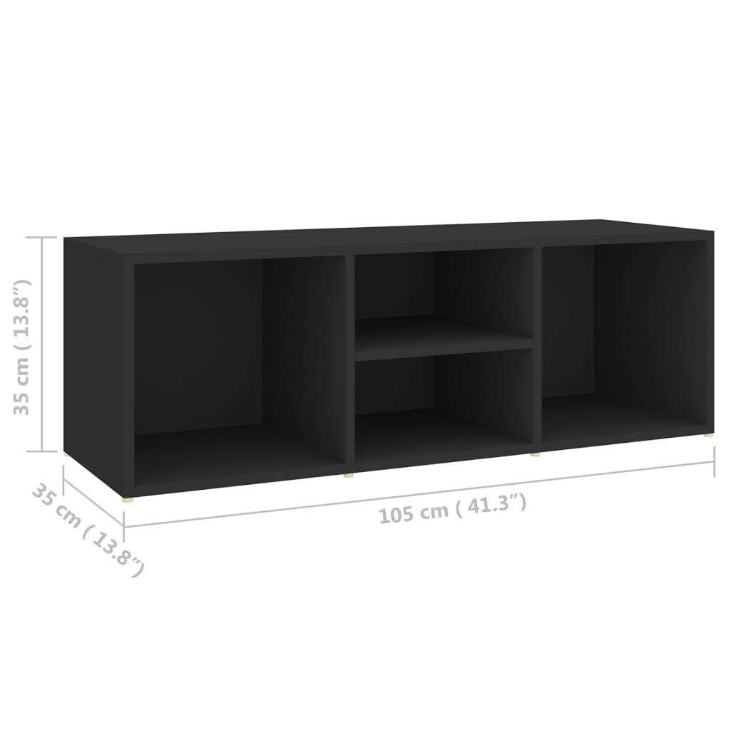 Shoe Storage Bench Black 41.3x13.8x13.8" Engineered Wood