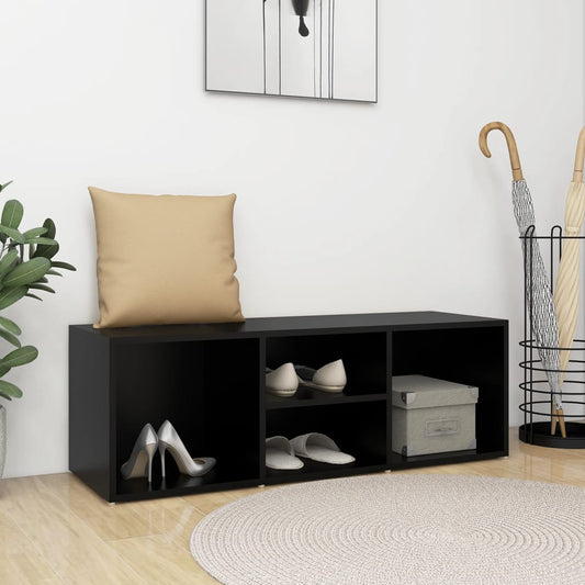 Shoe Storage Bench Black 41.3x13.8x13.8" Engineered Wood