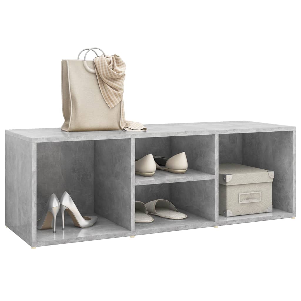 Shoe Storage Bench Concrete Grey 41.3x13.8x13.8" Engineered Wood