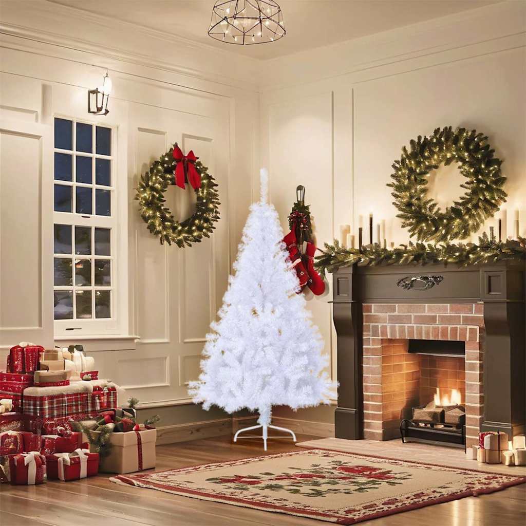 Artificial Half Christmas Tree with Stand White 5 ft PVC