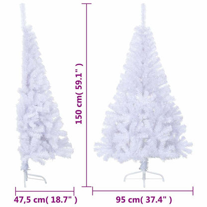 Artificial Half Christmas Tree with Stand White 5 ft PVC