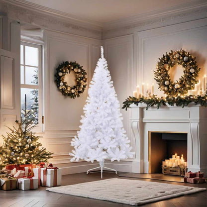 Artificial Half Christmas Tree with Stand White 6 ft PVC