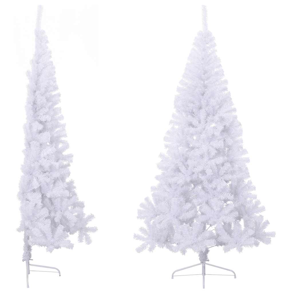 Artificial Half Christmas Tree with Stand White 6 ft PVC