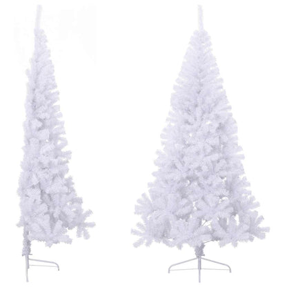 Artificial Half Christmas Tree with Stand White 6 ft PVC