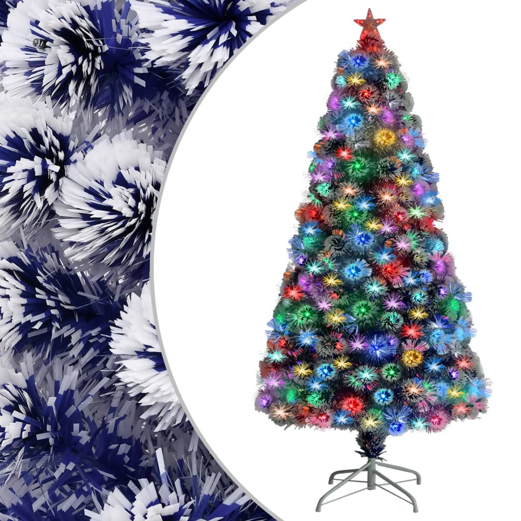 Artificial Christmas Tree White and Blue Fibre optic, steel, PVC