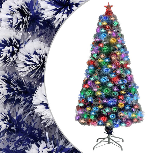 Artificial Christmas Tree White and Blue Fibre optic, steel, PVC