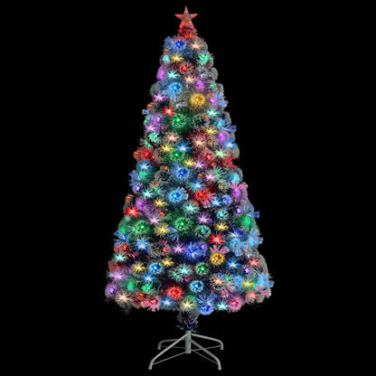 Artificial Christmas Tree White and Blue Fibre optic, steel, PVC
