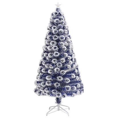 Artificial Christmas Tree White and Blue Fibre optic, steel, PVC