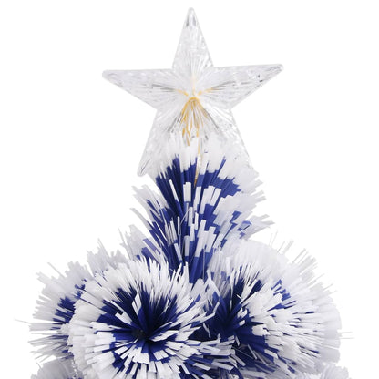 Artificial Christmas Tree White and Blue Fibre optic, steel, PVC