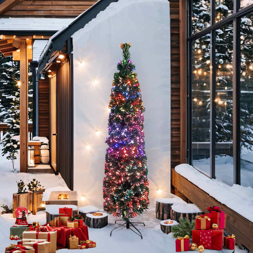 Christmas Tree Black and Green Fiber optic, Steel 7 ft tall