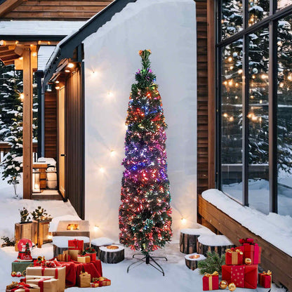 Christmas Tree Black and Green Fiber optic, Steel 7 ft tall