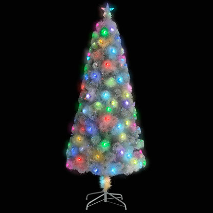 Artificial Pre-lit Christmas Tree White 6 ft Fiber Optic