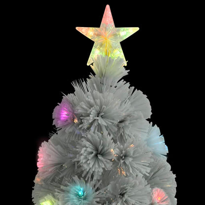 Artificial Pre-lit Christmas Tree White 6 ft Fiber Optic
