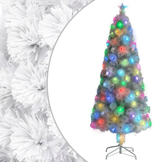 Artificial Pre-lit Christmas Tree White 6 ft Fiber Optic