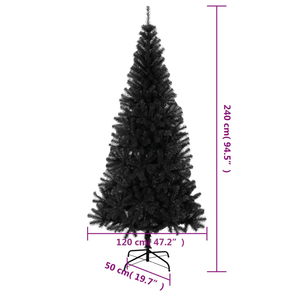Artificial Christmas Tree with Stand Black 8 ft PVC