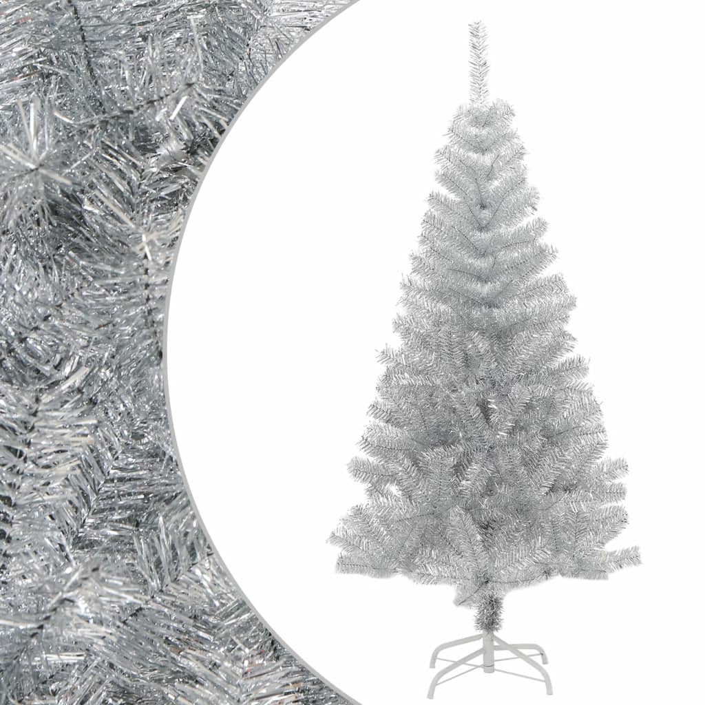 Artificial Christmas Tree with Stand Silver 4 ft PET
