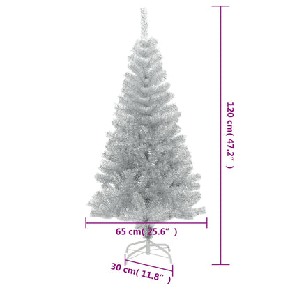 Artificial Christmas Tree with Stand Silver 4 ft PET