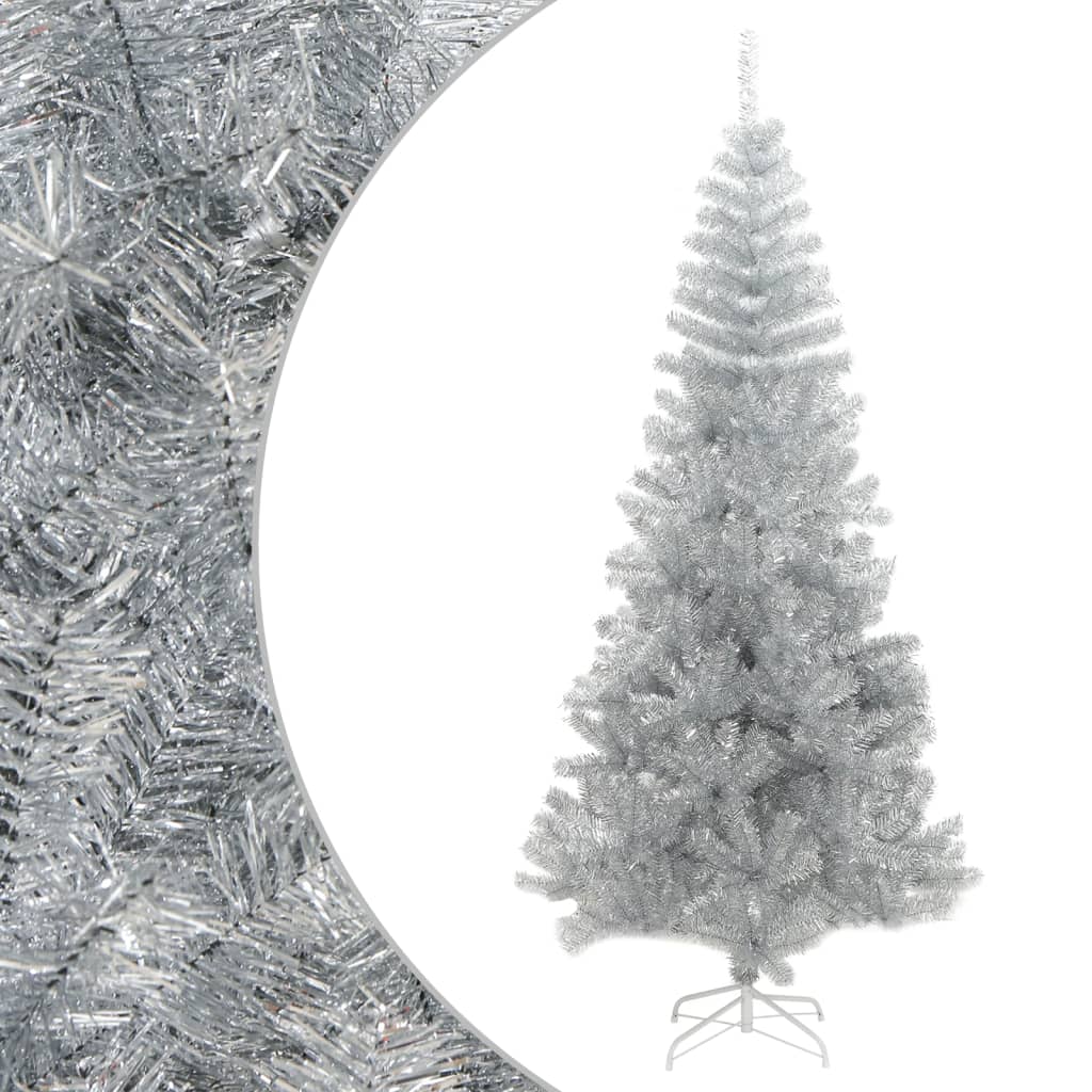 Artificial Christmas Tree with Stand Silver 8 ft PET