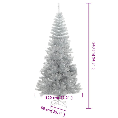 Artificial Christmas Tree with Stand Silver 8 ft PET